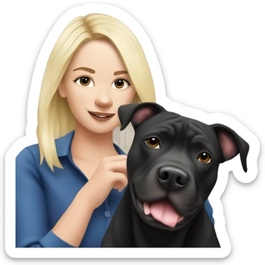 Black Staffordshire bullterrier whit blond owner sticker
