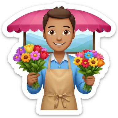 Street Flower Seller man  sticker