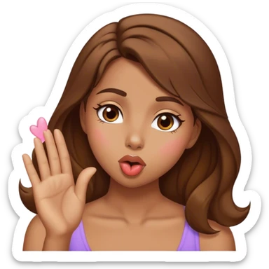 Tan girl brown hair Blowing kisses  sticker