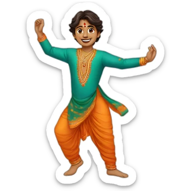 A dancing Indian boy wearing a navratri kurta , Gujarati style sticker