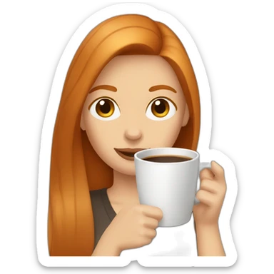 Ginger straight hair woman drinking coffee  sticker