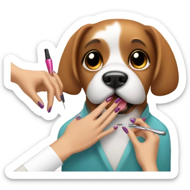 Dog getting a manicure sticker