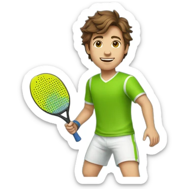 Young guy with brown hair playing pickleball full body sticker