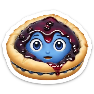 Make an emoji of a blueberry puff (small) that's broken off a bit so you can see the blueberry jam sticker