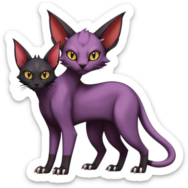 Black edgy Noivern-Noibat-Purloin-Torracat-Sphynx-Lykoi-Caracal-cat-Fakemon full-body sticker