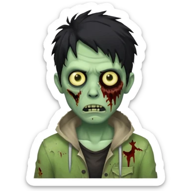 crie um emoji de zumbi homen de cabelo preto bagunçado assim🧟 sticker