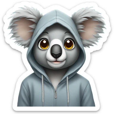 koala wearing a hoodie sticker