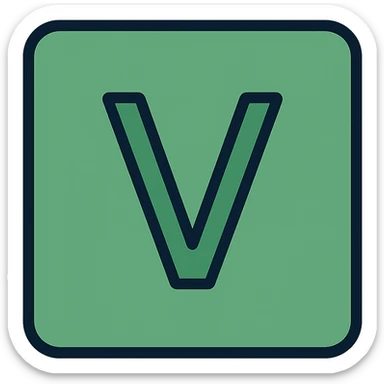 the letter V as seen on the periodic table, green color, clean and modern style sticker