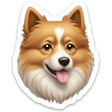 Dog Spitz alemão marrom com várias mancha brancas, muito peludo sticker