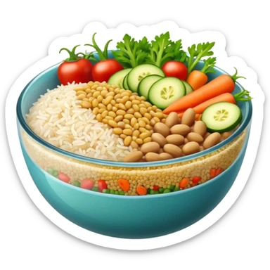 Quinoa Bean glass bowl with rice and vegtables sticker