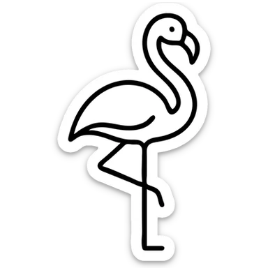 flamingo, simple and recognizable modern icon, clean lines, minimal detail sticker