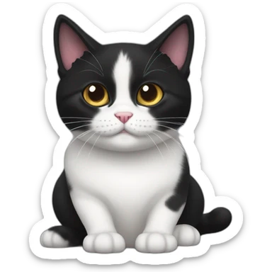 Evil black and white munchkin cat sticker