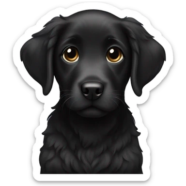 Black labrador puppy with a long curly fur sticker