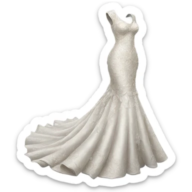 Hyper Realistic ornate Wedding dress displays fish tail sticker