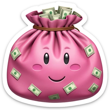 Pink bag full of money sticker