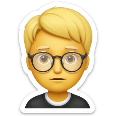 yellow emoji wearing glasses and thinking not smiling sticker