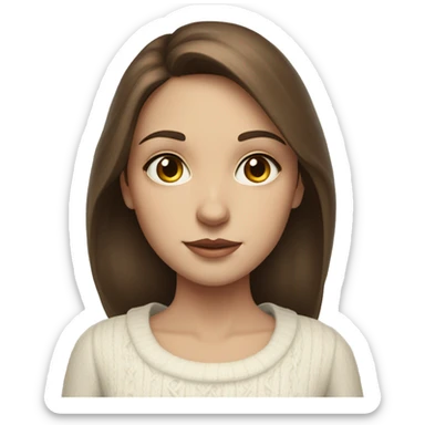 A girl with brown hair and fair skin in a white sweater holds tarot cards in her hands. sticker