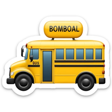 a school bus with bomboclat text in dianogal in front of it sticker