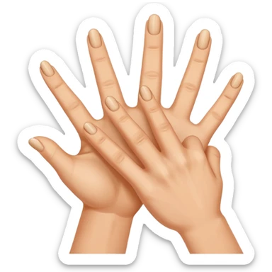 W V as hand signs. 5 fingers on each hand sticker