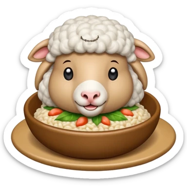 Sheep eating tuna risoto sticker