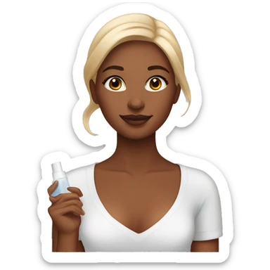 A auburn girl doing her skincare sticker