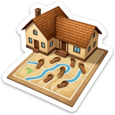 "Forty-two male footsteps moving across a map inside a house." sticker
