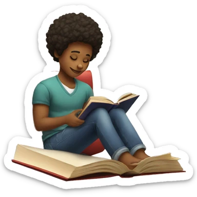 Crea un emoji de un joven afroamericano leyendo un libro  sticker
