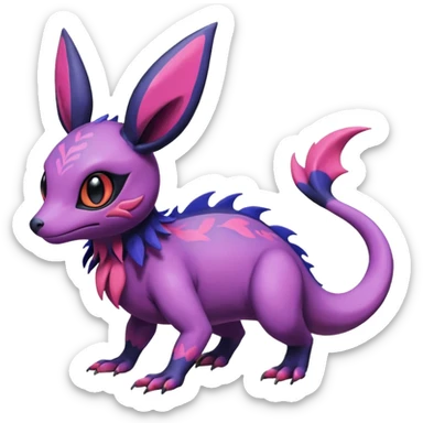 Rare exotic cute epic aesthetic Salandit-Eevee-Noibat-species-Fakemon-hybrid-creature, with markings, full body sticker