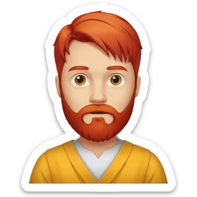 red hair, white bearded man angel yello dress sticker