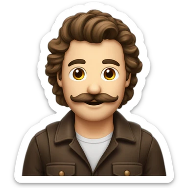 homme moustache carré, et choiffure de côté brun foncé sticker