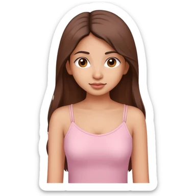 a long brown hair, north-east indian girl wearing a soft pink spaghetti top sticker