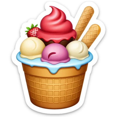 Very big ice cream in tub lots of scoops different flavours sticker