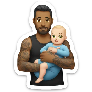 Tattooed mom and dad with a fat chubby baby  sticker