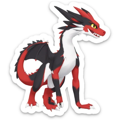 Anthro Cute cool black red white yellow nargacuga-dragon sergal animal hybrid Fakemon full body sticker