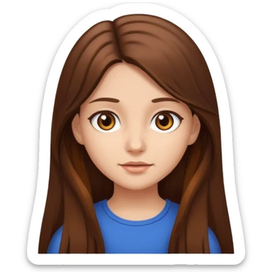 Emoji Fille cheveux long et brun yeux brun sticker