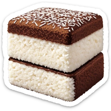 cinematic-realistic-lamingtons-dessert-emoji,-depicted-as-soft-sponge-squares-coated-in-chocolate-and-coconut-rendered-with-mouth‚äêwatering-detail-and-vibrant-lighting sticker