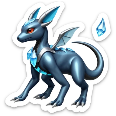 Shiny Futuristic Dusknoir-Salandit-Glaceon-Fakémon-hybrid-creature (full body)  sticker