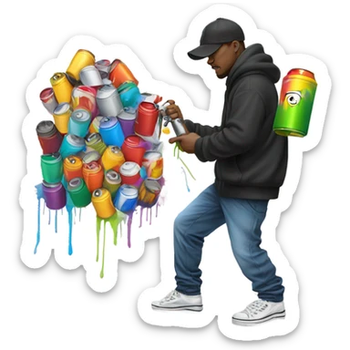 Guy doing graffiti  sticker