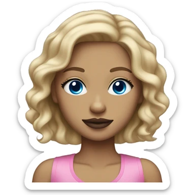Light skin girl with pink lips, blue eyes, and dirty blonde hair sticker