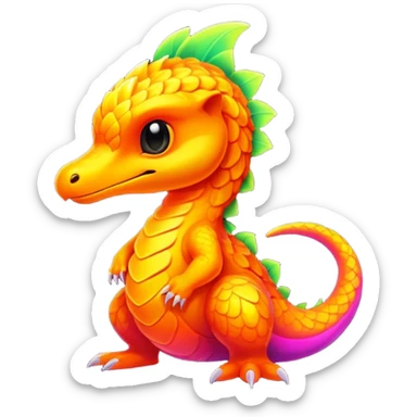 Exotic lush warm-colored neon Fakémon-Fionbri-creature sticker