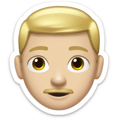 Withe boy with very white skin with black buzz cut and big black mustache and gold chain in rapper t shirt  sticker