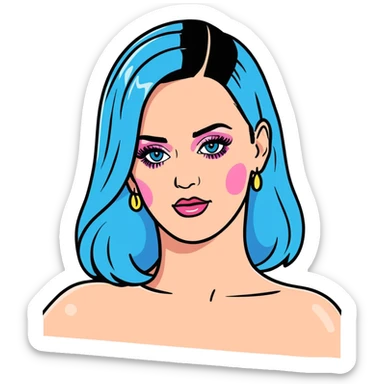 8k, 5000x5000px resolution, clean, smooth, thin lines, ultra detailed, hyperrealism, celebrity, singer Katy perry 2023. Glossy appearance, clean thin lines, vivid, clean appearance.  sticker