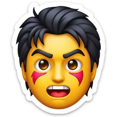 Cinematic Realistic Rock 'n' Roll Pop Culture Emoji, depicted with a dynamic portrayal of the rebellious spirit of rock music rendered with bold textures and vibrant, edgy lighting. sticker