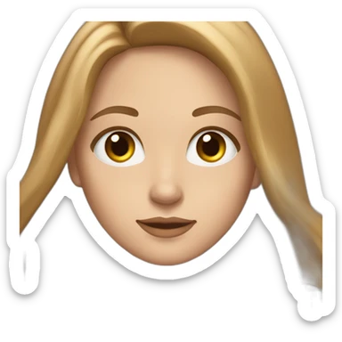 smm white girl with light brown straight long hair and brown eyes with apple laptop mac book sticker