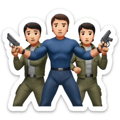 Action movie icons: Arnold Schwarzenegger, Sylvester Stallone and Jackie Chan in tense poses, surrounded by explosions, guns and fast-paced stunts. The design should reflect the energy and heroes of classic action movies. Transparent background. sticker