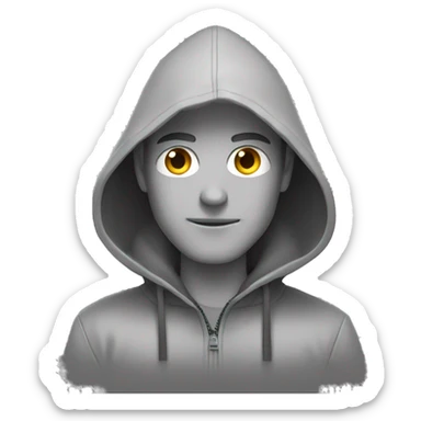grayscale man in a hooded jacket sticker