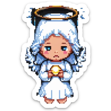 angel with a halo, crying sticker