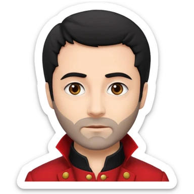 Jean Valjean From Les Miserables with light skin, gray eyes, Black Hair, red outfit sticker