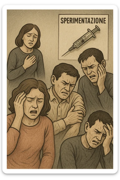 Donne e uomini che stanno male a causa di un vaccino chiamato "Sperimentazione" sticker