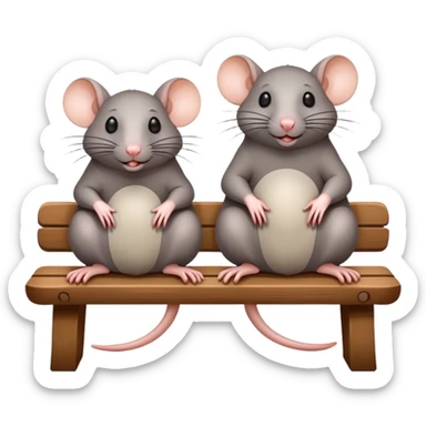 two rats sitting on a bench  sticker